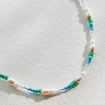 Turquoise Pearl Beaded Necklace, 2 of 3