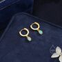 Sterling Silver Dangling Oval Aqua Green Opal Hoop Earrings, thumbnail 8 of 12