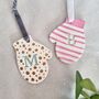 Small, Handstamped, Personalised Mitten Decoration, thumbnail 1 of 4