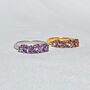 Pink Ruby And Amethyst Pear Cut Half Eternity Band In Sterling Silver And Gold, thumbnail 5 of 12
