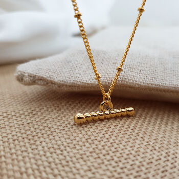 Textured T Bar Necklace, 2 of 3
