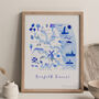 Norfolk Broads Map Blue Landmarks Travel Art Print, thumbnail 1 of 2