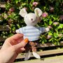 Little Linen Boy Mouse In Brown Trousers, thumbnail 1 of 5
