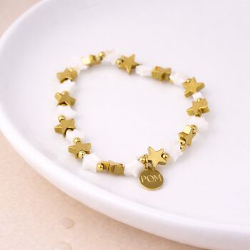 Personalised Waterproof Gold Plated Star And White Star Stretch Bracelet, 4 of 5