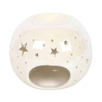 White Iridescent Star Oil Burner And Wax Warmer, 2 of 4