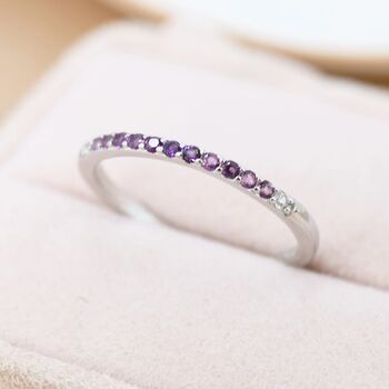 Amethyst Purple Ombre Half Eternity Ring, 5 of 11