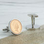 Personalised 1984 40th Birthday One Pence 1p Cufflinks, thumbnail 3 of 7