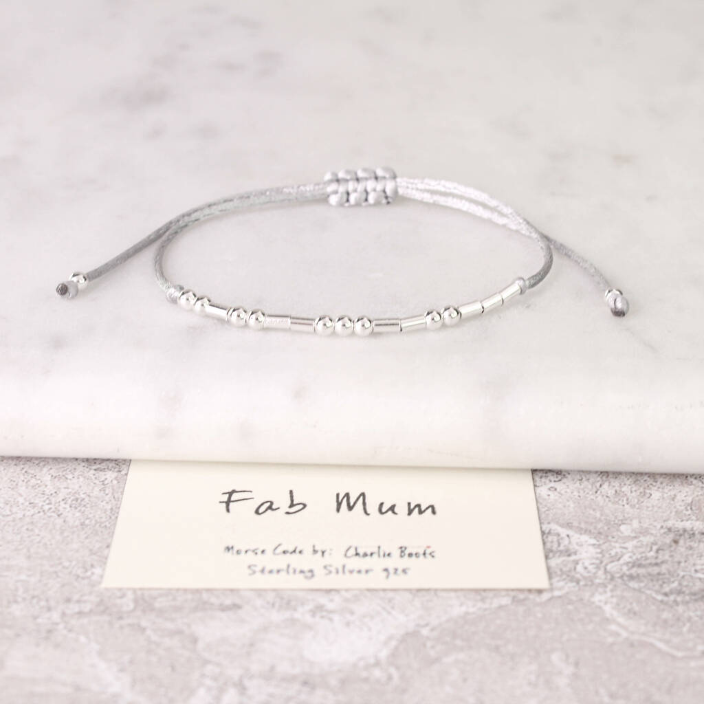 Sterling Silver Fab Mum Morse Code Bracelet, 1 of 7