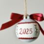 Custom Hand Painted Christmas Bauble Burgundy And Blue, thumbnail 3 of 12