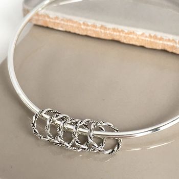 50th Birthday Handmade Silver Rings Bangle, 2 of 5