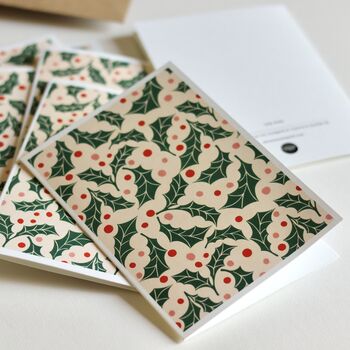 Jolly Holly Linocut Notecards Set Of Eight, 3 of 6