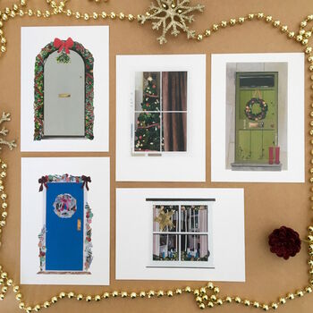 Christmas Postcards, Festive Doors And Windows, 2 of 11