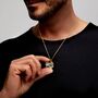 Men's Small Onyx Dog Tag Locket Gold, thumbnail 2 of 7