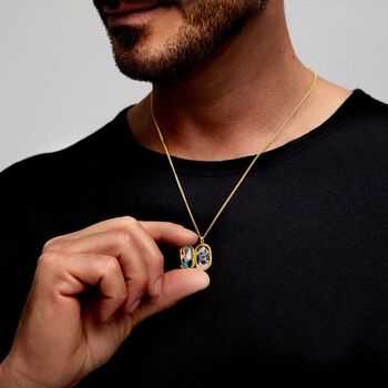 Men's Small Onyx Dog Tag Locket Gold, 2 of 7