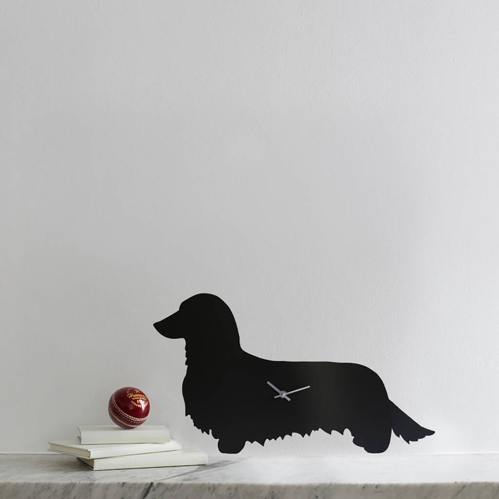 Long Haired Dachshund Clock With Wagging Tail