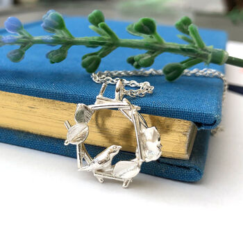 Robin And Nest Sterling Silver Bird Christmas Necklace, 3 of 12