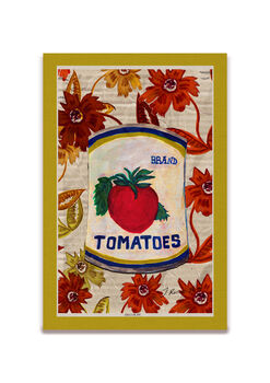 Large Linen Tea Towel Featuring 'The Tomato Flowers', 6 of 6