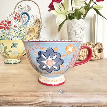 Set Of Four Hand Painted Mediterranean Mugs, 5 of 8