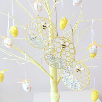 Set Of Twelve Ditsy Floral Hanging Easter Eggs, 6 of 7