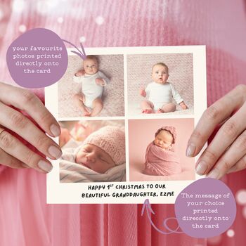 Personalised Four Photo Grandaughter Christmas Card, 2 of 5