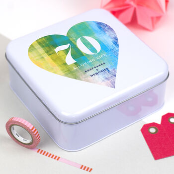 Personalised 70th Birthday Gift Tin Box, 2 of 3