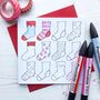 Christmas Stocking Cards To Colour In, thumbnail 1 of 2