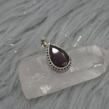 Red Garnet Teardrop Pendant: Sterling Silver, 5 of 9