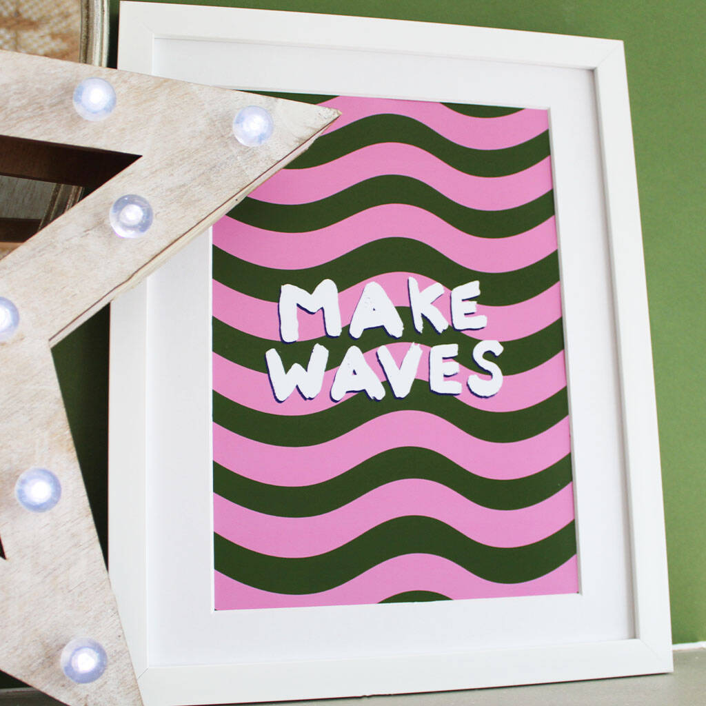'Make Waves' Wavy Typography Art Print, 1 of 2