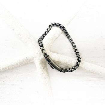 Grey Black Silver Titanium Steel Bracelet Gift For Him, 4 of 5