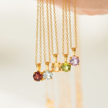 Peridot Solitaire Pendant Necklace In Sterling Silver And Gold, 5 of 10
