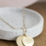 Hammered Brass Double Disc Pendant Necklace, thumbnail 4 of 8