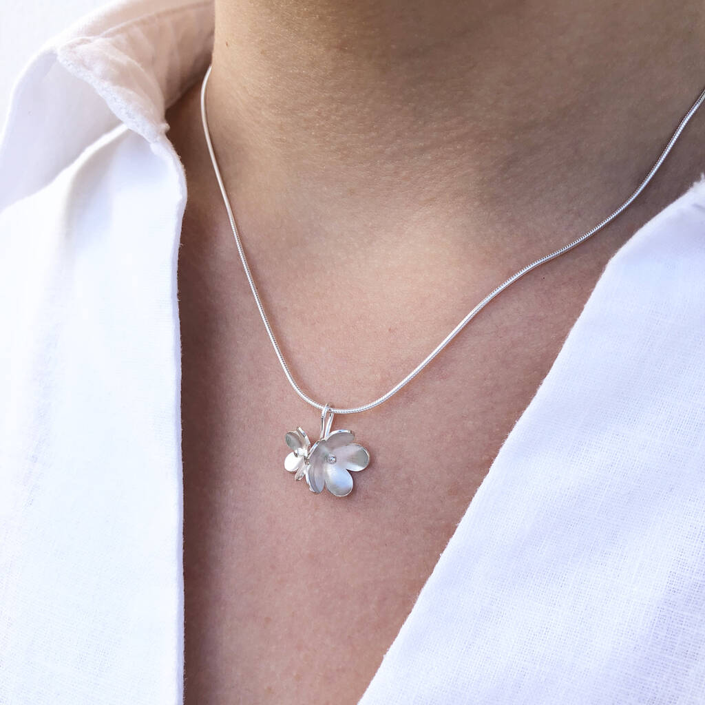 Cherry Blossom Flower Necklace By Gabriella Casemore Jewellery