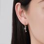 Sterling Silver Tiny Neuron Cell Huggie Hoops Earrings, thumbnail 6 of 11