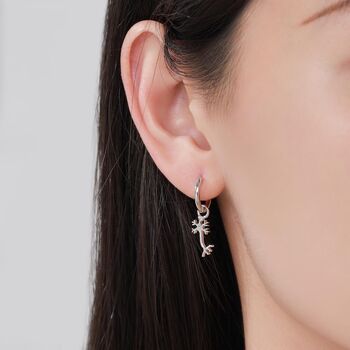 Sterling Silver Tiny Neuron Cell Huggie Hoops Earrings, 6 of 11