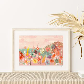 Coastal Pink Flower Landscape Print, 4 of 8