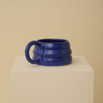 Blue Handmade Wavy Ceramic Mug, 2 of 6