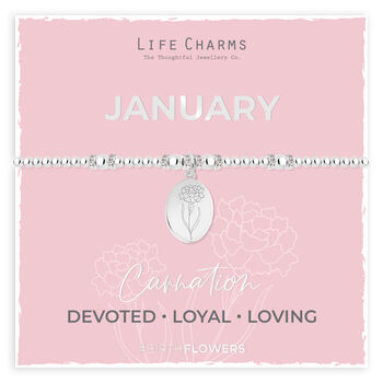 January Birth Flower Silver Plated Beaded Charm Bracelet, 3 of 3