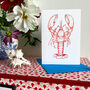 Hand Drawn Red Lobster Illustrated Blank Greeting Card, thumbnail 3 of 11