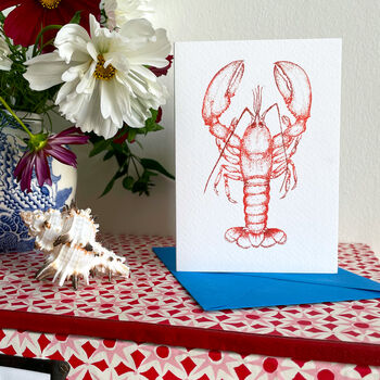 Hand Drawn Red Lobster Illustrated Blank Greeting Card, 3 of 11
