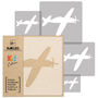 Reusable Plastic Stencils Five Pcs Plane With Brushes, thumbnail 2 of 5