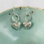 Sterling Silver Hammered Heart Drop Earrings, thumbnail 6 of 6