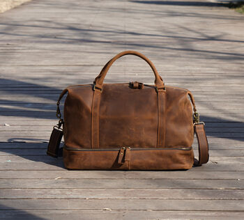 Leather Weekend Bag With Jacket Compartment, 4 of 11