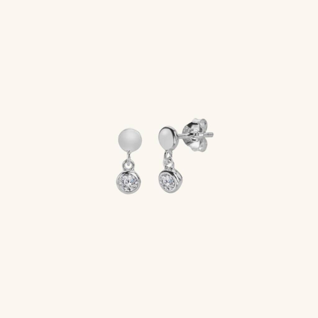 Crystal Drop Stud Earrings Silver