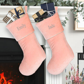 Personalised Luxe Pink Velvet Christmas Stocking, 5 of 7