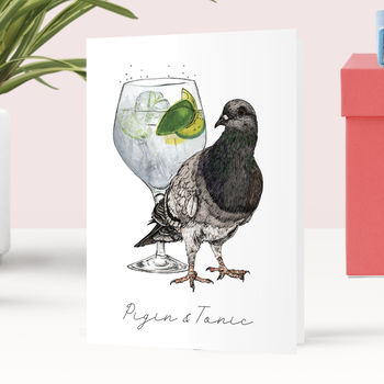 Pigin And Tonic Greeting Card, 2 of 3