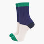 Glitter Mid Calf Ribbed Cotton Boot Socks Colour Block Navy Cream, thumbnail 1 of 4