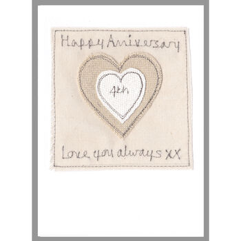 Personalised Linen 4th Wedding Anniversary Card, 6 of 9