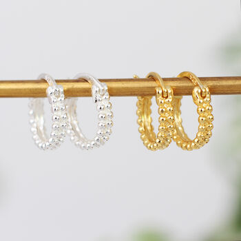18ct Gold Plated Or Silver Bobble Hoop Earrings, 2 of 6