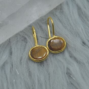 Tigers Eye Silver Drop Earrings, 7 of 8