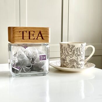 Personalised Oak Lid Glass Storage Jar Set, 3 of 4